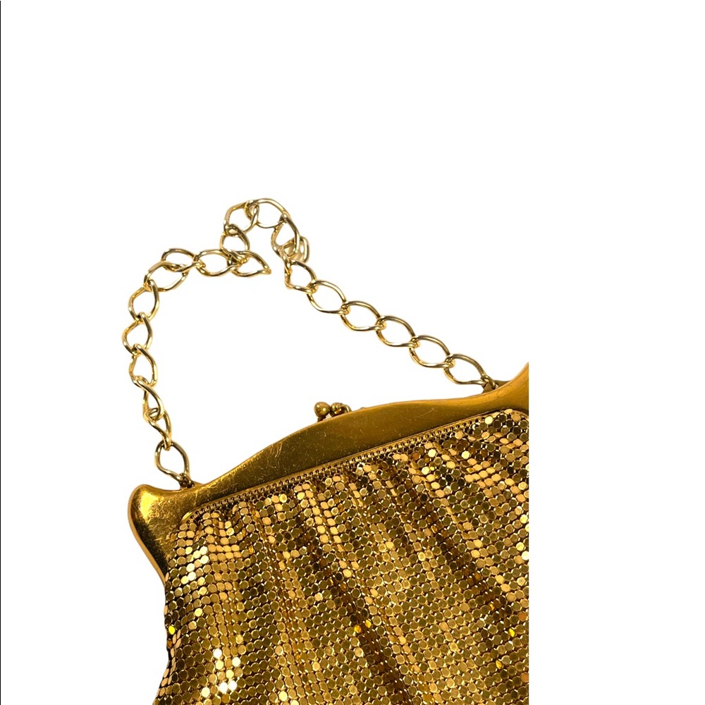 Vintage 1950s gold metal mesh chain mail Whiting & Davis wristlet evenin… - Picture 7 of 9